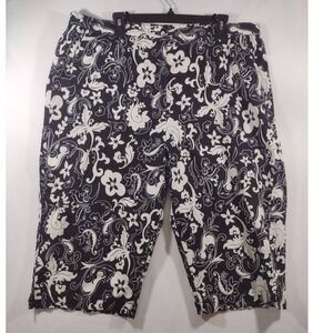 Mirror Image Womens Black White Paisley Cotton Blend‎ Bermuda Shorts Size 1X